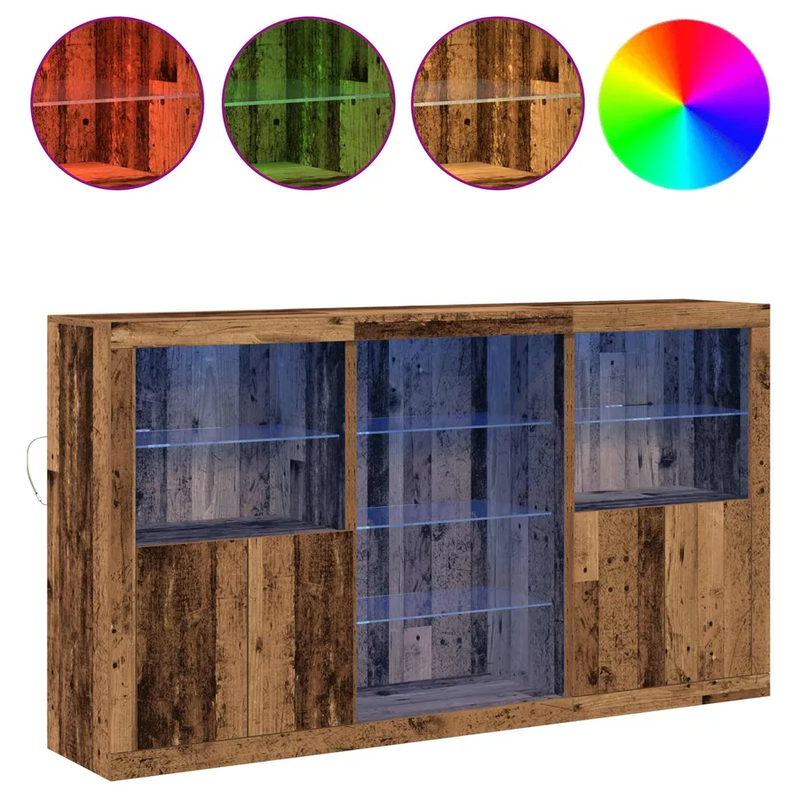 Buffet LED Bois ancien 181,5 x 37 x 100 cm Bois d'ingénierie - 4
