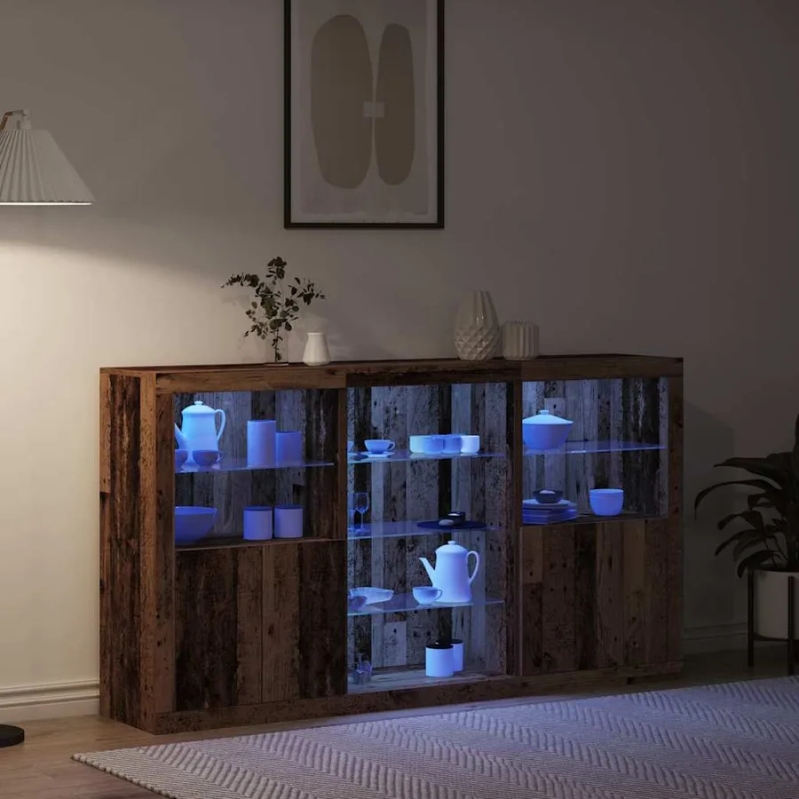 Buffet LED Bois ancien 181,5 x 37 x 100 cm Bois d'ingénierie - 5