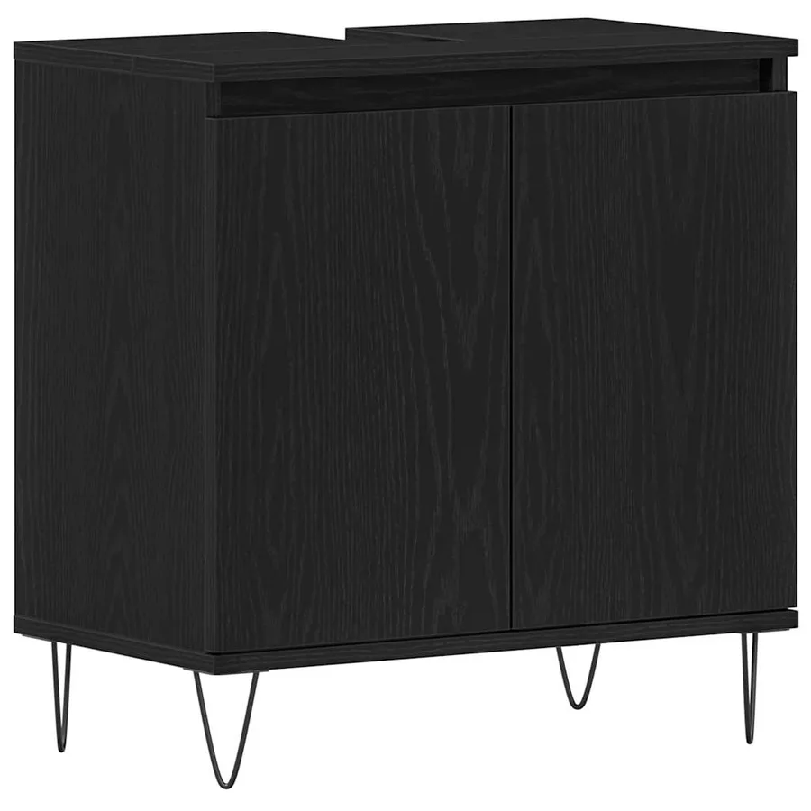 Meuble de Lavabo de Salle de Bain Chêne noir 58 x 33 x 60 cm - 2