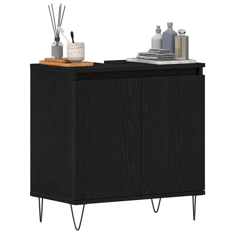 Meuble de Lavabo de Salle de Bain Chêne noir 58 x 33 x 60 cm - 3