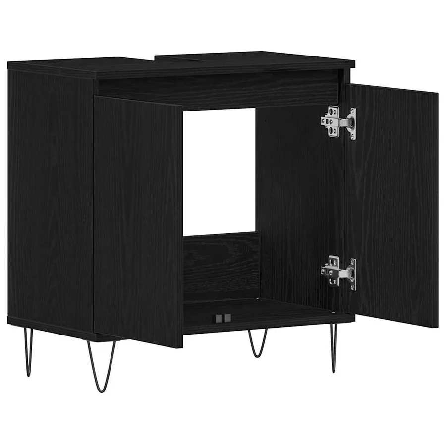 Meuble de Lavabo de Salle de Bain Chêne noir 58 x 33 x 60 cm - 5