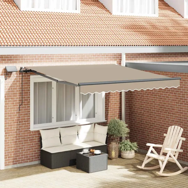Auvent rétractable Beige 300 x 250 cm Tissu et Aluminium