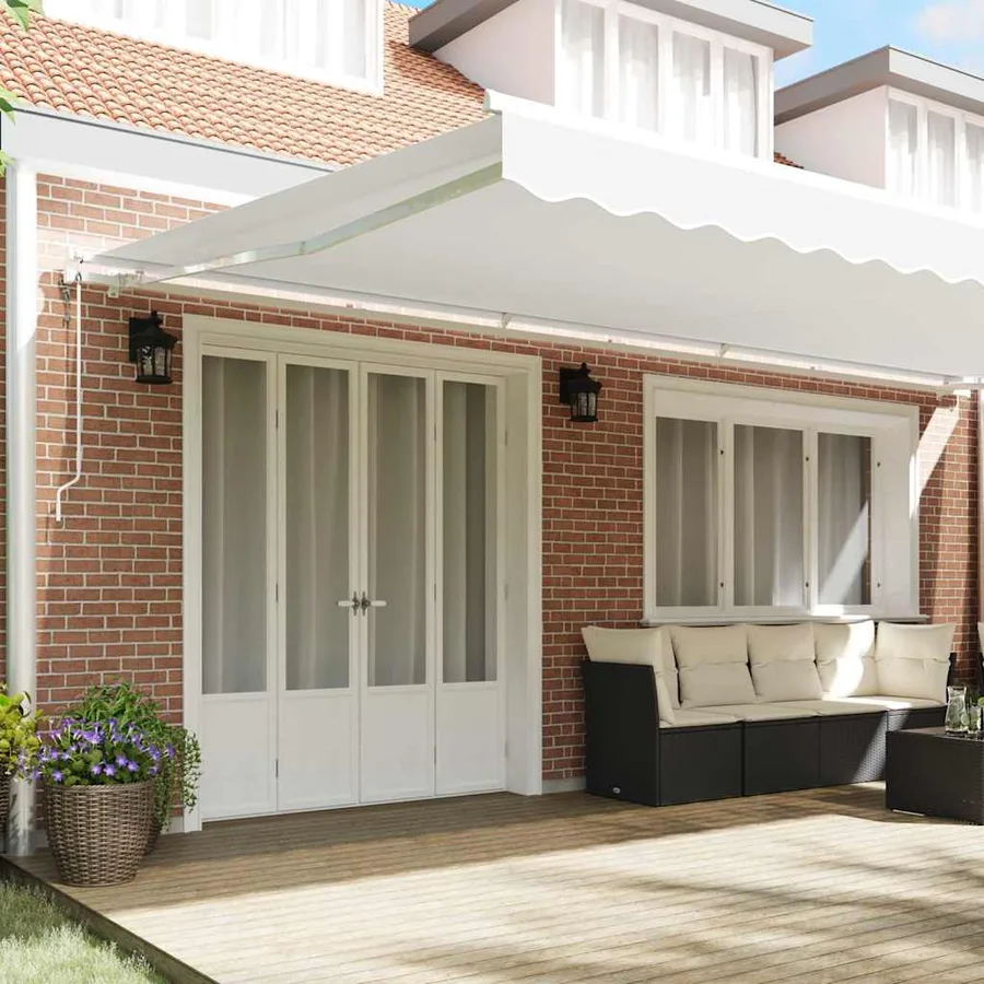 Auvent rétractable Blanc 600 × 300 cm Tissu et Aluminium - 3
