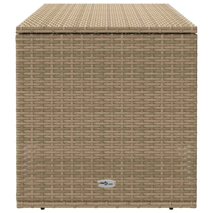 Coffre à coussins d'extérieur beige 100x55x55,5 cm polyrotin - 5