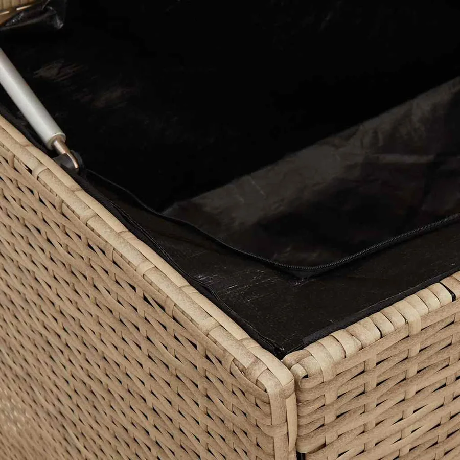 Coffre à coussins d'extérieur beige 100x55x55,5 cm polyrotin - 8