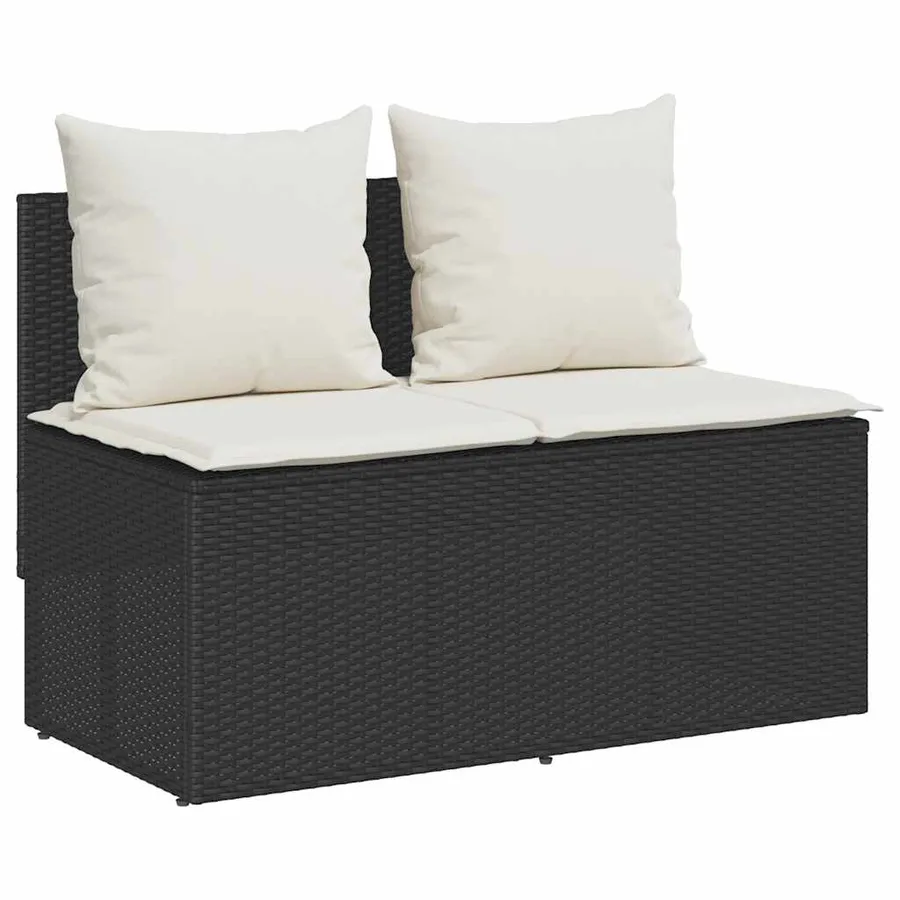Ensemble de salle à manger de jardin 3 pcs avec coussins noir résine tressée - 4