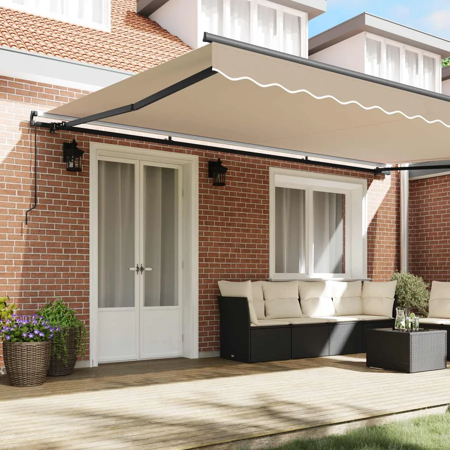 Auvent rétractable Beige 500 × 300 cm Polyester et Aluminium - 3