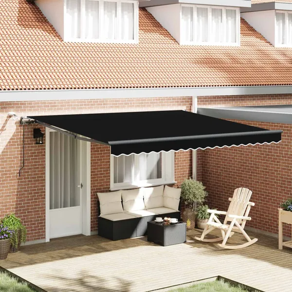 Auvent rétractable Noir 400 × 300 cm Polyester