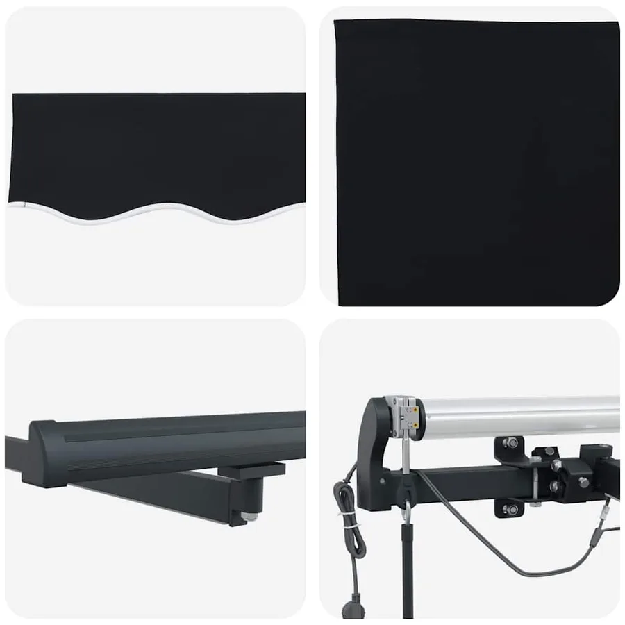 Auvent rétractable Noir 400 × 300 cm Polyester - 8