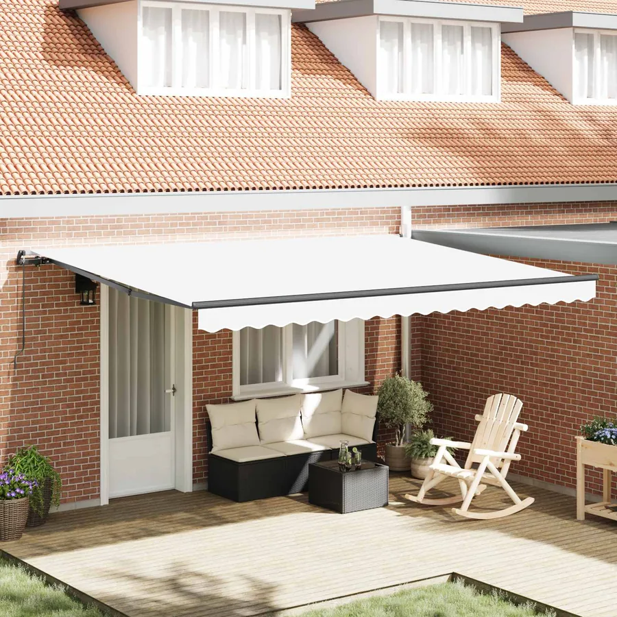Auvent rétractable Blanc 450 × 300 cm Polyester et Aluminium