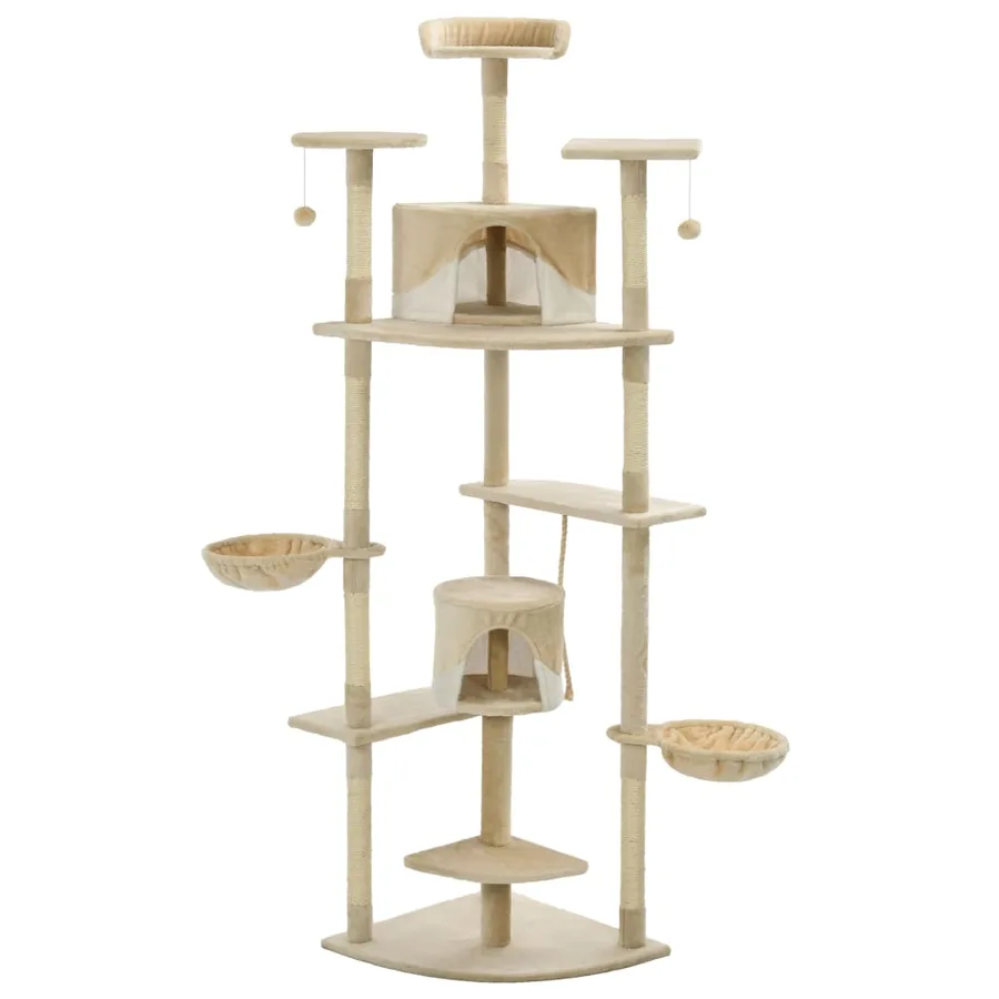 Arbre à chat avec griffoirs en sisal 203 cm Beige et Blanc - 2