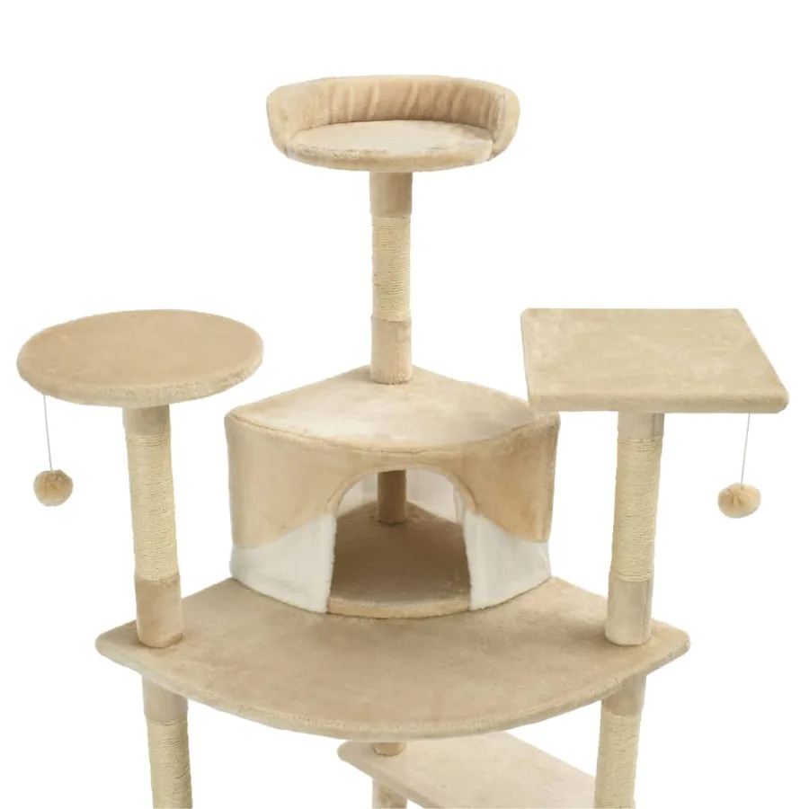 Arbre à chat avec griffoirs en sisal 203 cm Beige et Blanc - 4