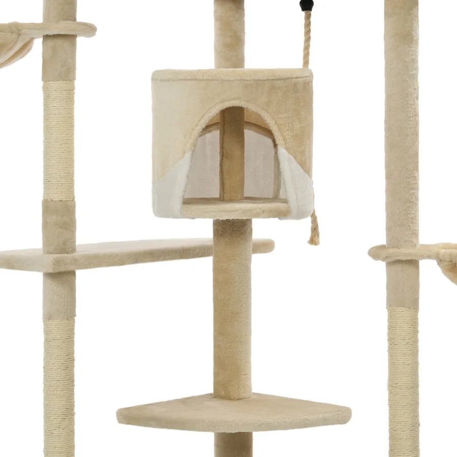 Arbre à chat avec griffoirs en sisal 203 cm Beige et Blanc - 5