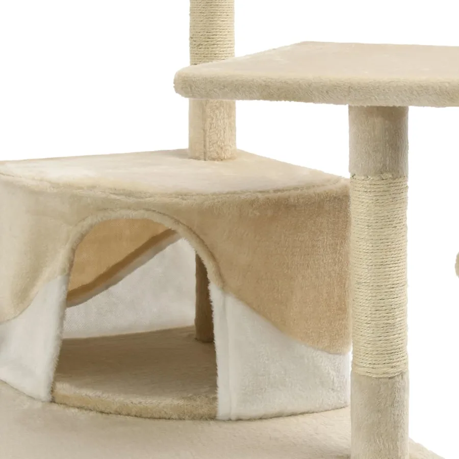 Arbre à chat avec griffoirs en sisal 203 cm Beige et Blanc - 6