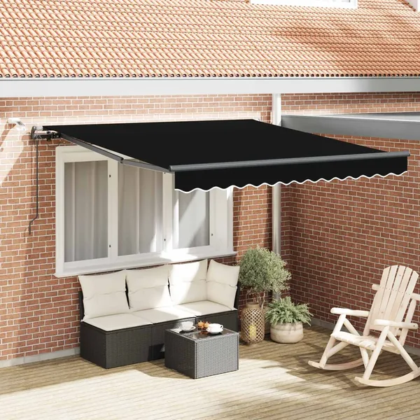 Auvent rétractable Noir 300 x 250 cm Polyester