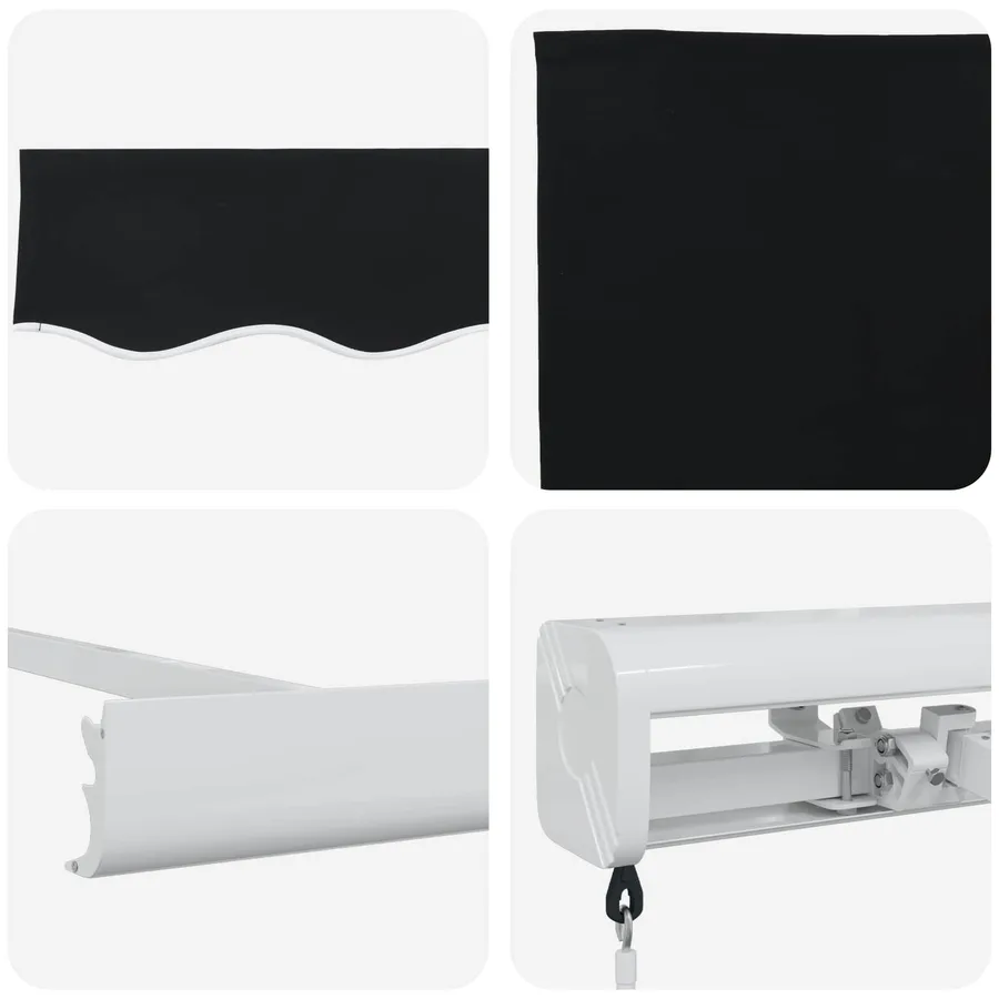 Auvent rétractable Noir 350 x 250 cm Toile et Aluminium - 4