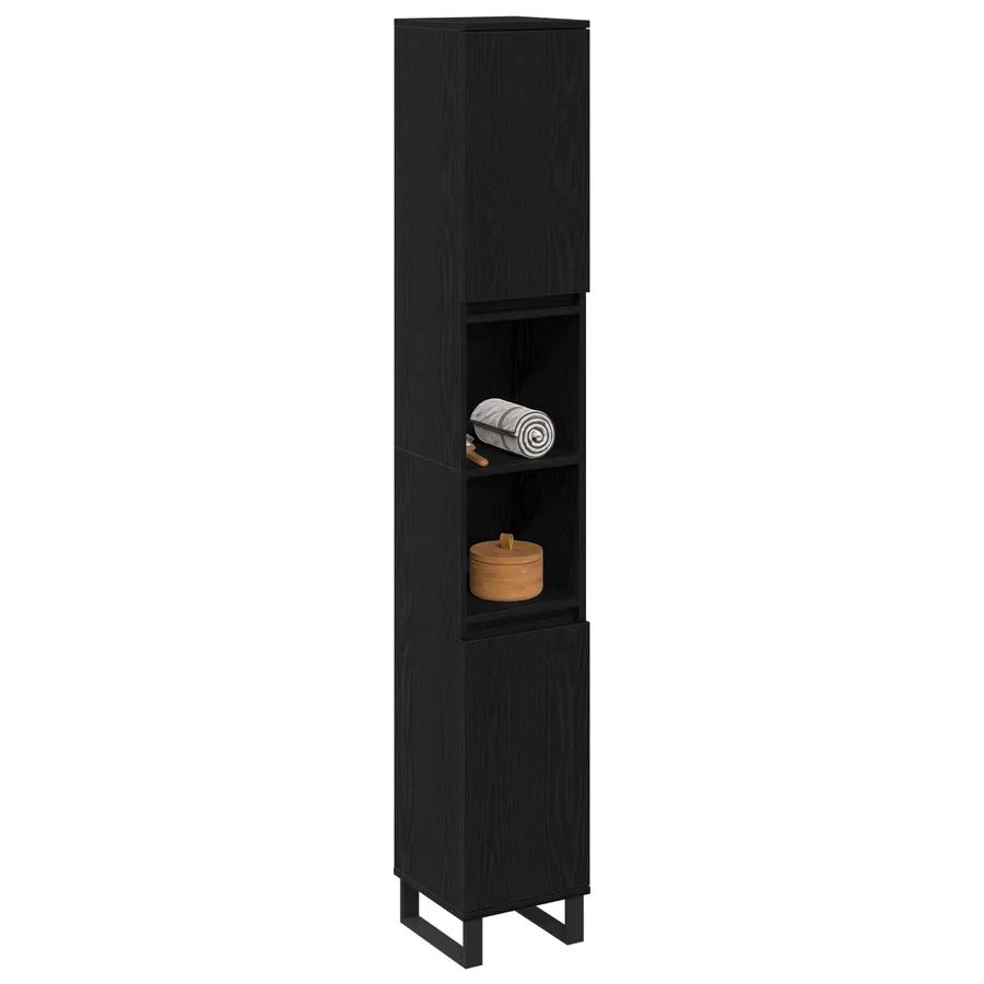 Cabinet de salle de bain avec porte Chêne noir 30 x 30 x 190 cm - 3
