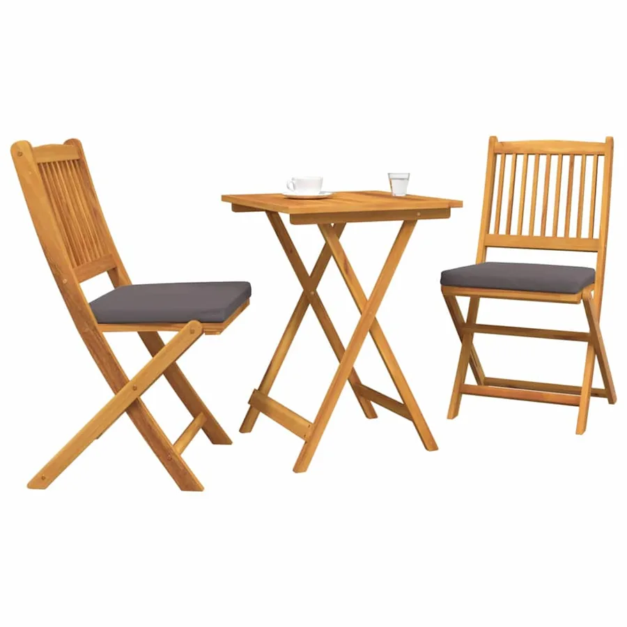 Ensemble bistro de jardin 3 pcs Marron Bois d'Acacia Massif - 3