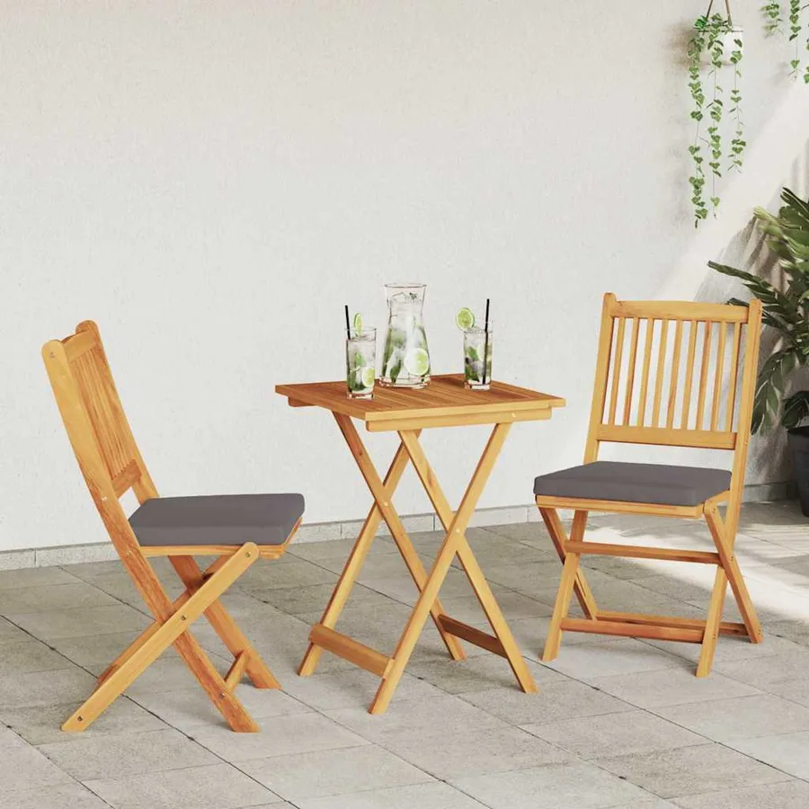 Ensemble bistro de jardin 3 pcs Marron Bois d'Acacia Massif - 4