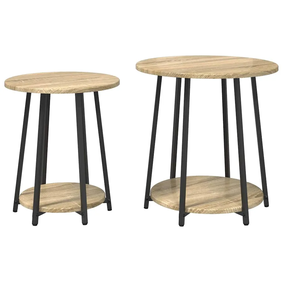Ensemble de tables d'appoint 2 pcs Chêne Sonoma et noir - 2