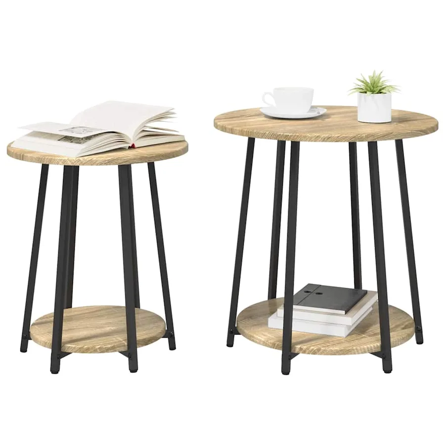Ensemble de tables d'appoint 2 pcs Chêne Sonoma et noir - 3