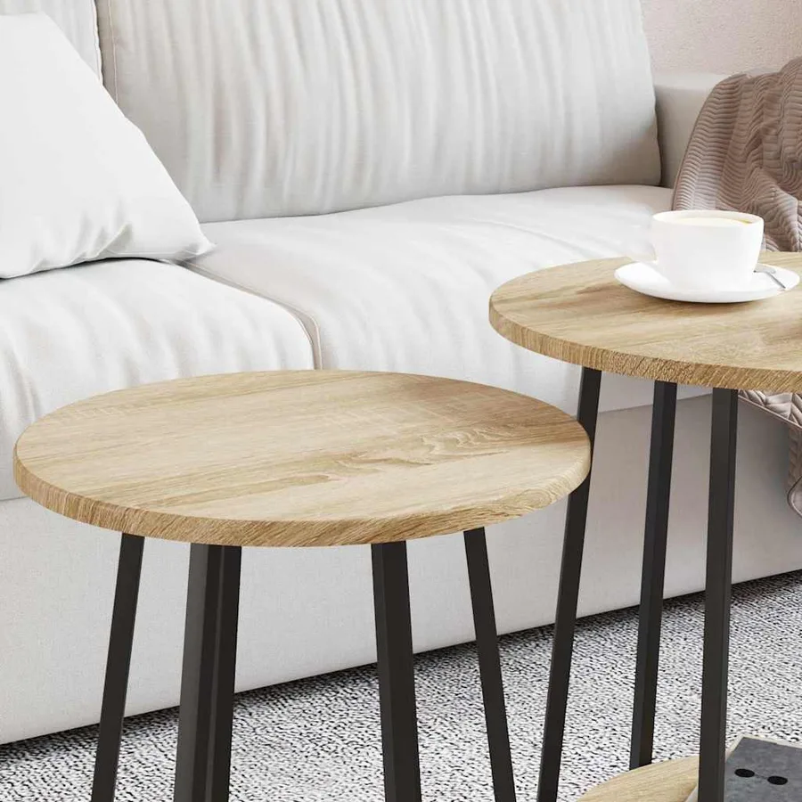 Ensemble de tables d'appoint 2 pcs Chêne Sonoma et noir - 4