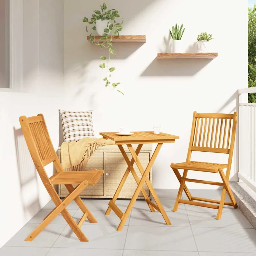 Ensemble bistro de jardin 3 pcs Marron Bois d'Acacia Massif