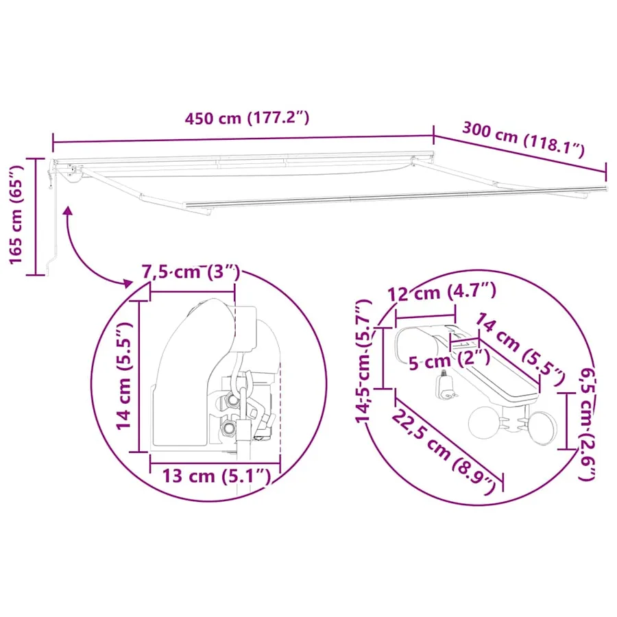 Auvent rétractable Beige 450 × 300 cm Polyester - 17