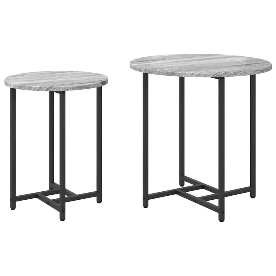 Ensemble de tables d'appoint 2 pcs Gris Sonoma et noir - 2