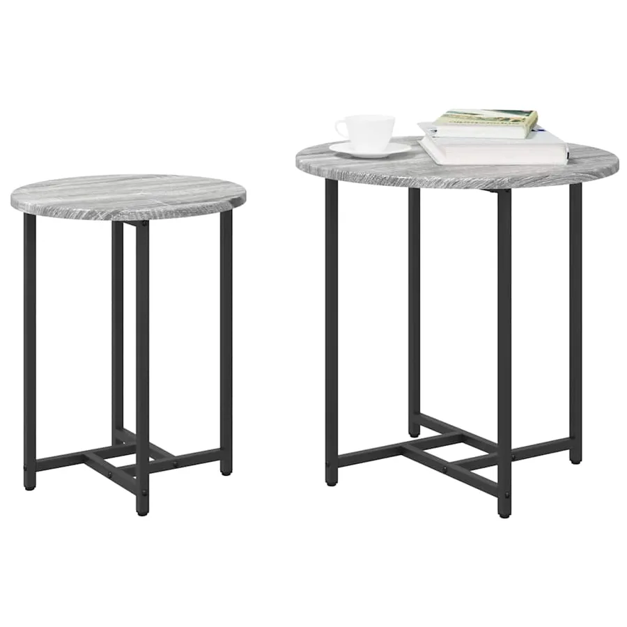 Ensemble de tables d'appoint 2 pcs Gris Sonoma et noir - 3