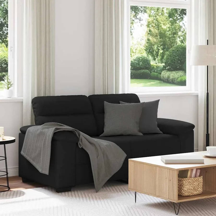 Canapé à 2 places noir 160x81x84 cm tissu
