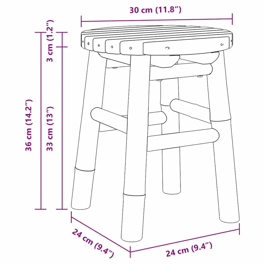 Tabouret Bambou naturel 30 x 30 x 36 cm Bambou - 10