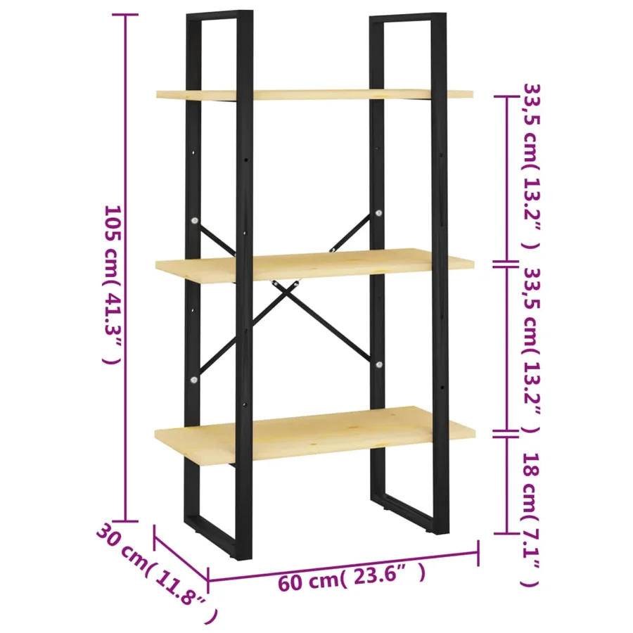 Étagère de rangement 60x30x105 cm Bois de pin massif - 7