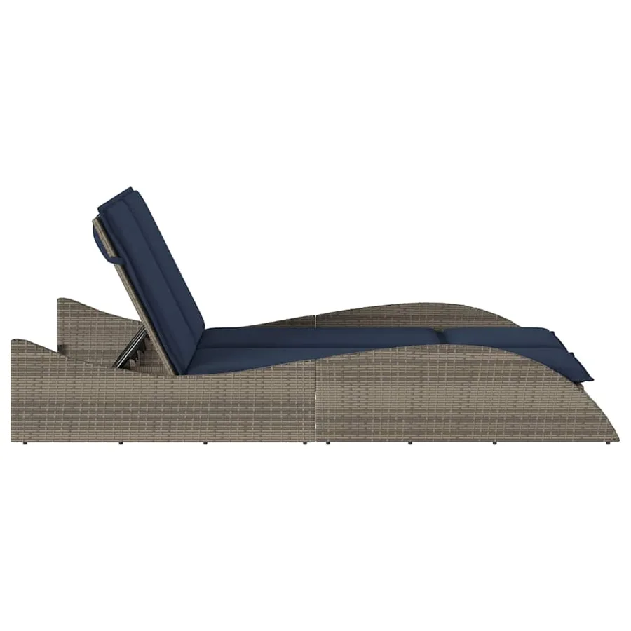 Chaise longue avec coussins Gris 114 x 205 x 73 cm Résine tressée - 5