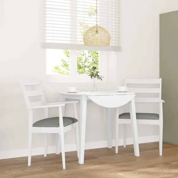 Chaises de salle à manger avec coussins (2 pcs) bois massif blanc caoutchouc