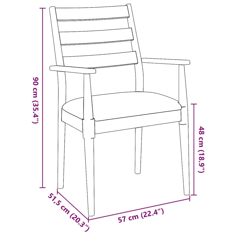 Chaises de salle à manger avec coussins (2 pcs) bois massif blanc caoutchouc - 11