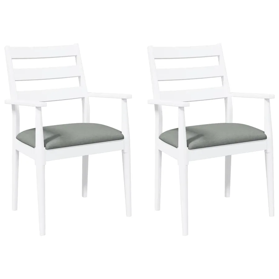 Chaises de salle à manger avec coussins (2 pcs) bois massif blanc caoutchouc - 2