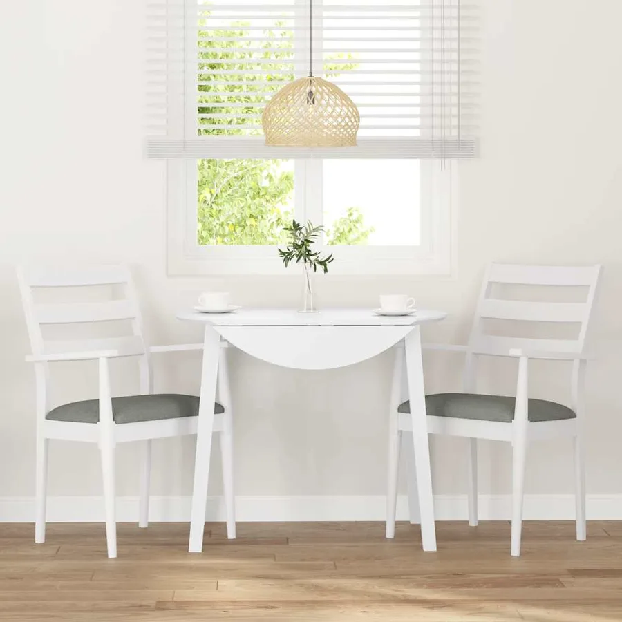 Chaises de salle à manger avec coussins (2 pcs) bois massif blanc caoutchouc - 3