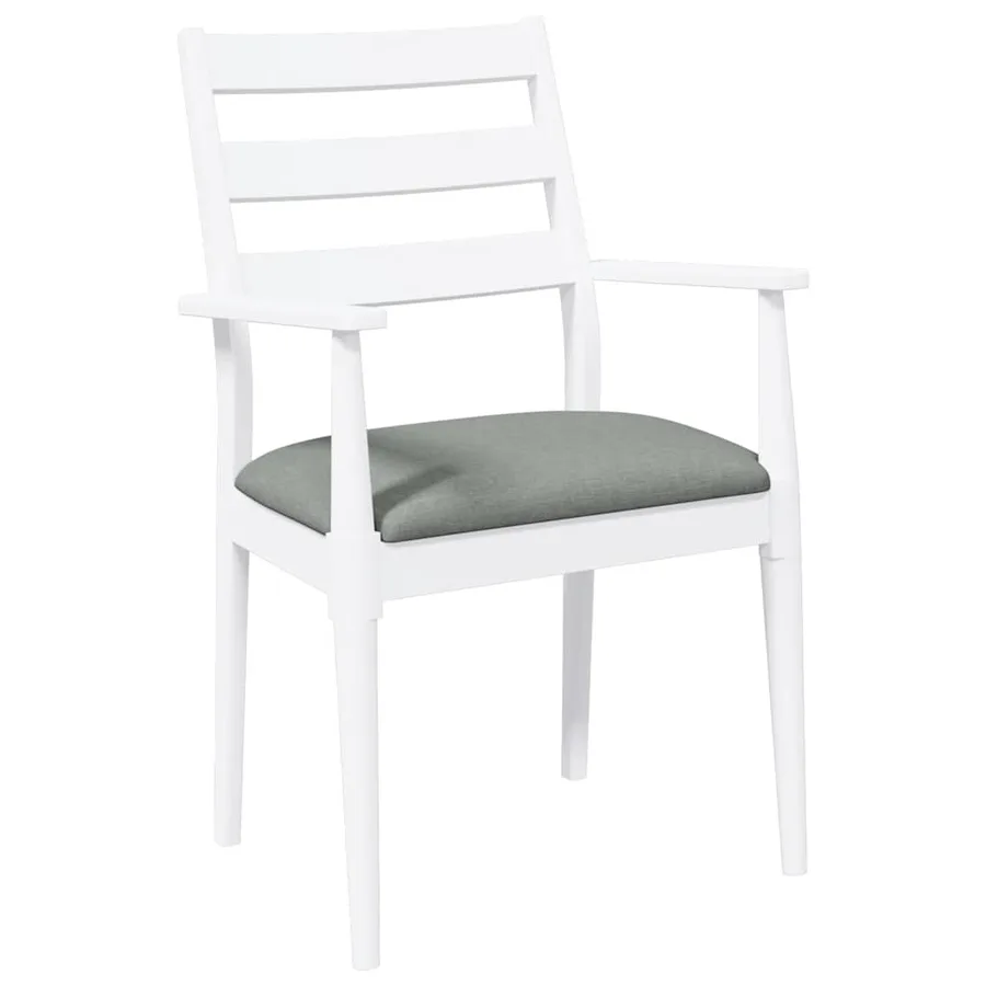 Chaises de salle à manger avec coussins (2 pcs) bois massif blanc caoutchouc - 4