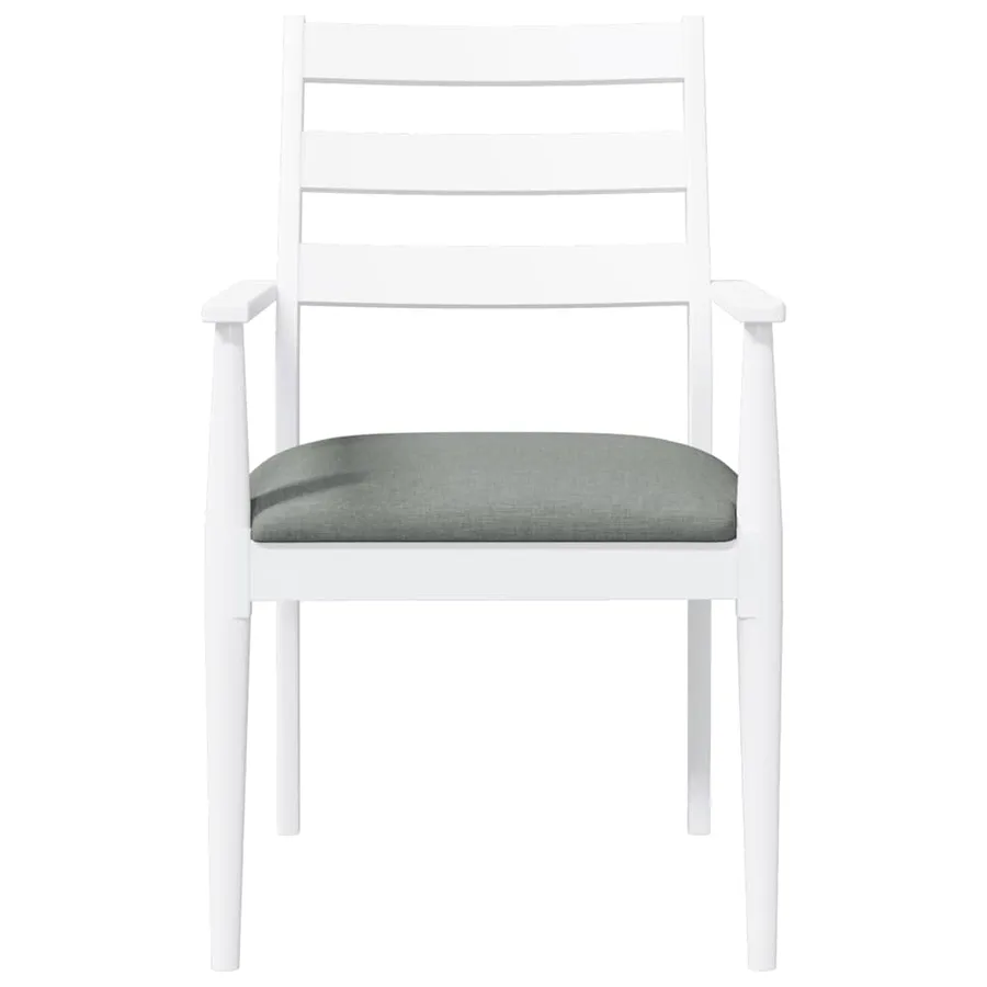 Chaises de salle à manger avec coussins (2 pcs) bois massif blanc caoutchouc - 5
