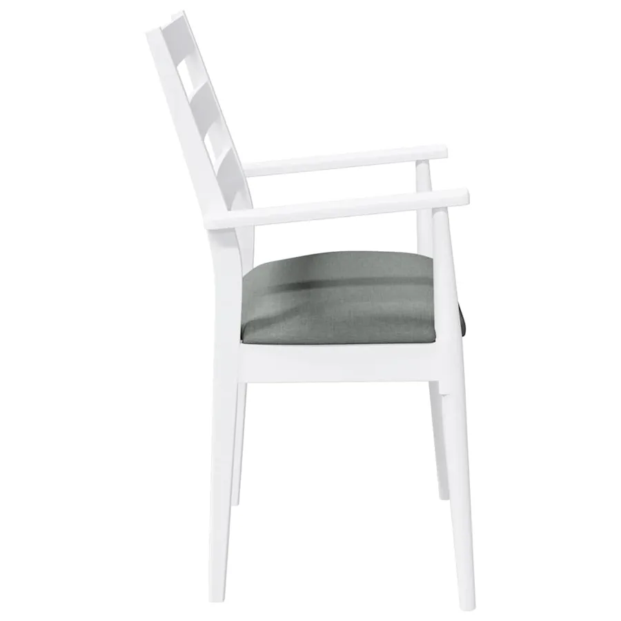 Chaises de salle à manger avec coussins (2 pcs) bois massif blanc caoutchouc - 6