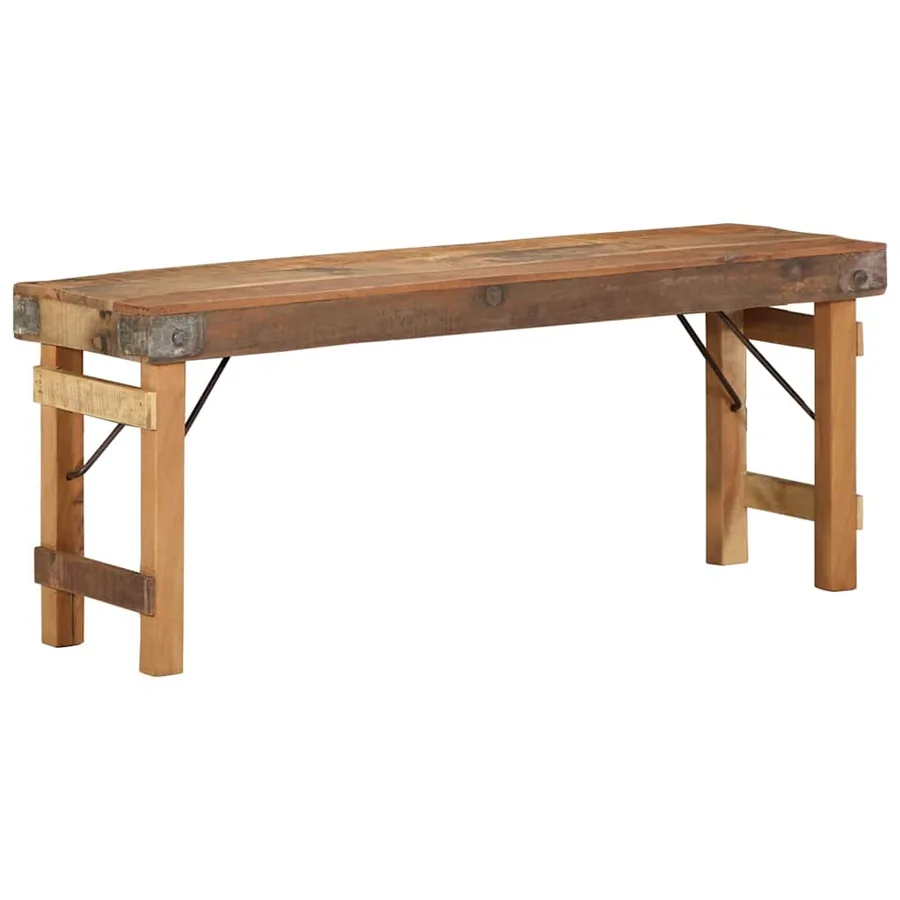 banc Naturel 110 x 35 x 46 cm Bois ancien récupéré - 6