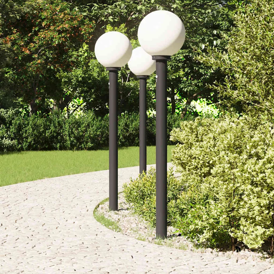 Bornes lumineuses avec détecteur lot de 3 120 cm noir IP44 - 3