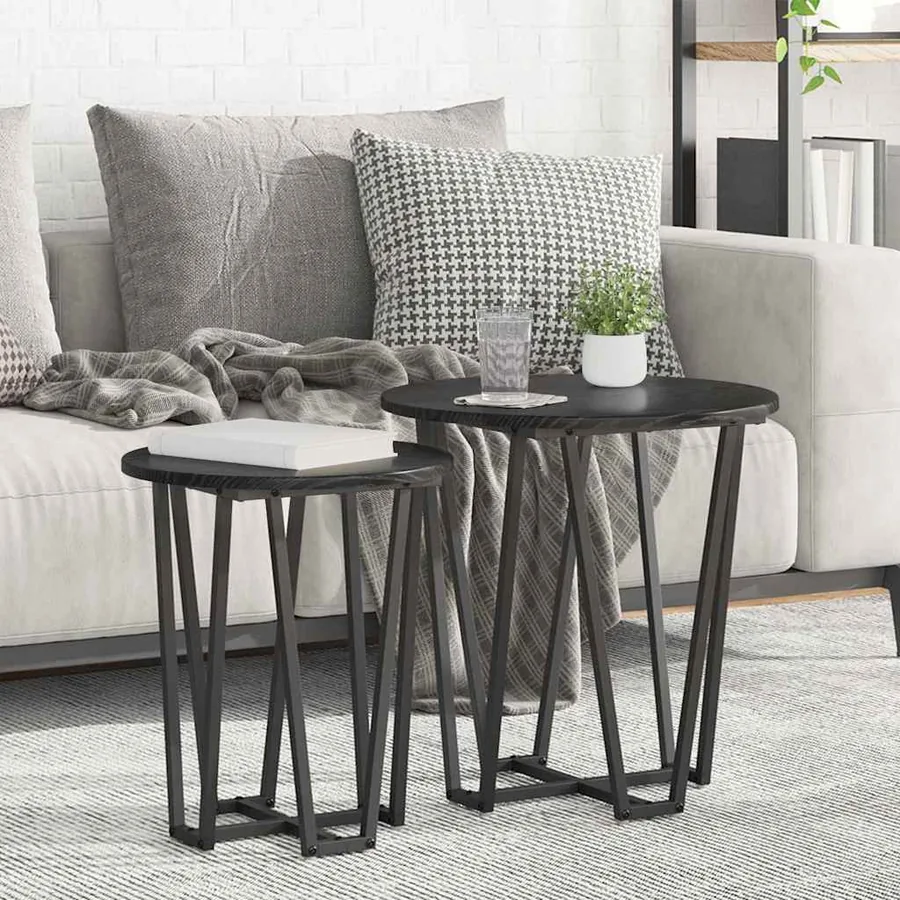 Ensemble de tables d'appoint 2 pcs Chêne noir