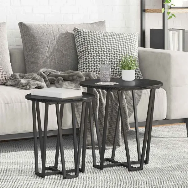 Ensemble de tables d'appoint 2 pcs Chêne noir