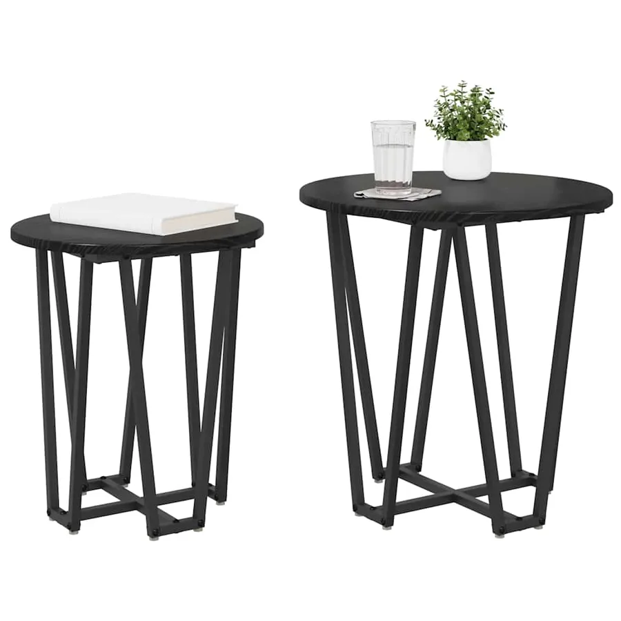 Ensemble de tables d'appoint 2 pcs Chêne noir - 3