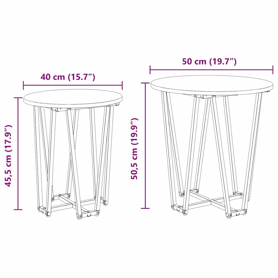 Ensemble de tables d'appoint 2 pcs Chêne noir - 8