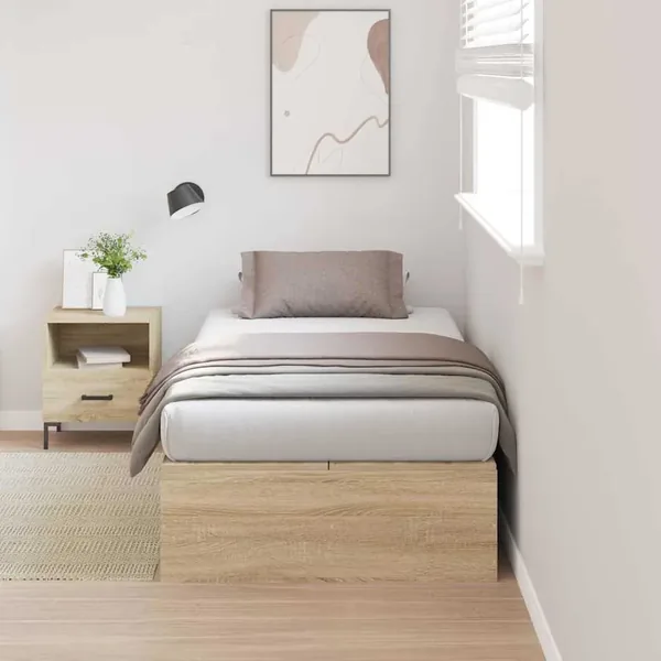 Cadre de lit avec rangement Chêne Sonoma 100 x 200 cm