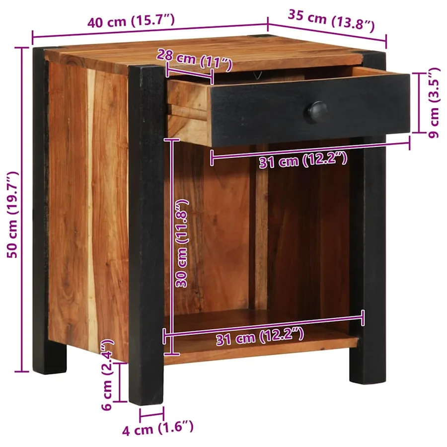Cabinet de chevet 2 pcs Marron 40 x 35 x 50 cm - 14