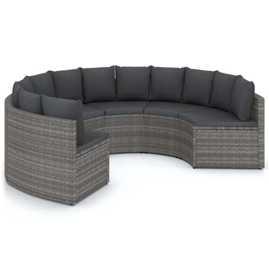 Salon de jardin 6 pcs avec coussins Résine tressée Gris - 2